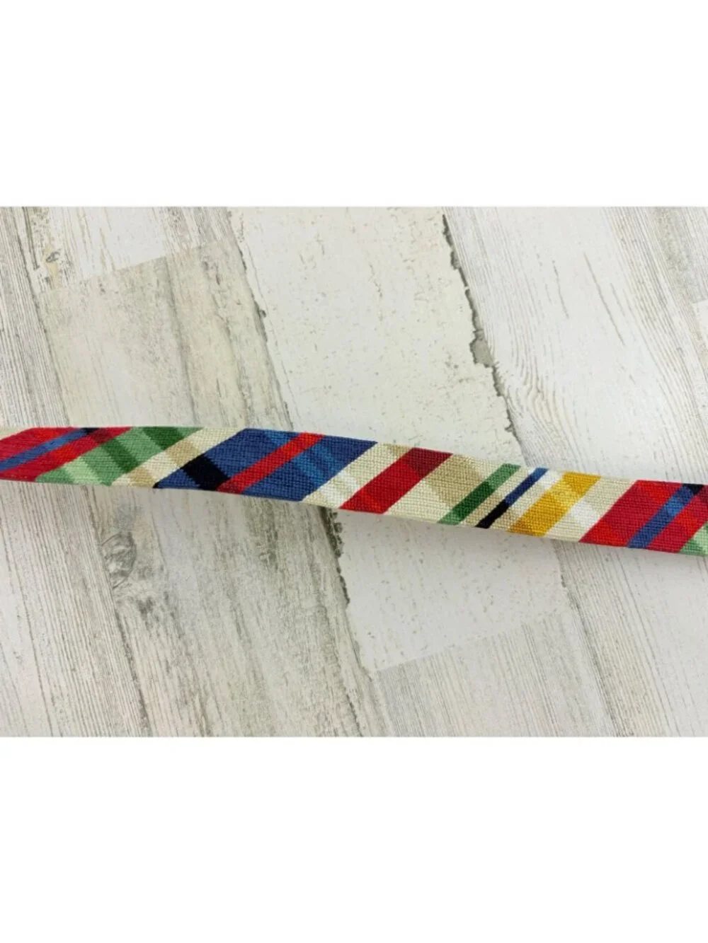 Smathers & Branson Sz 46 Summer Madras Needlepoint Belt Plaid